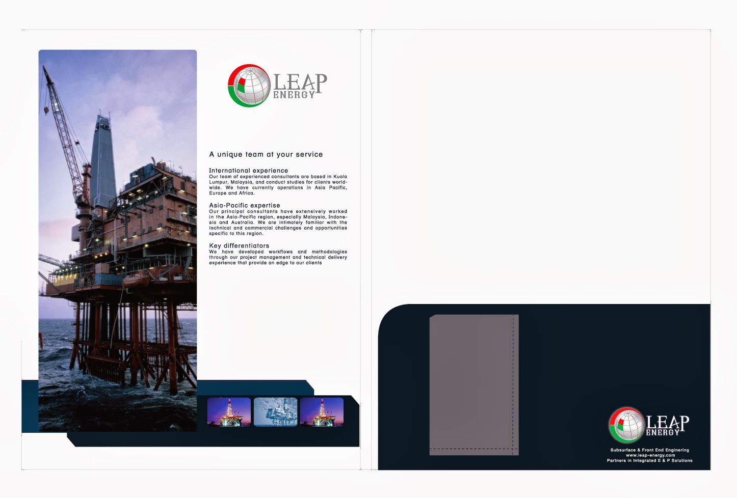 K's design Leap Energy business card & file folder