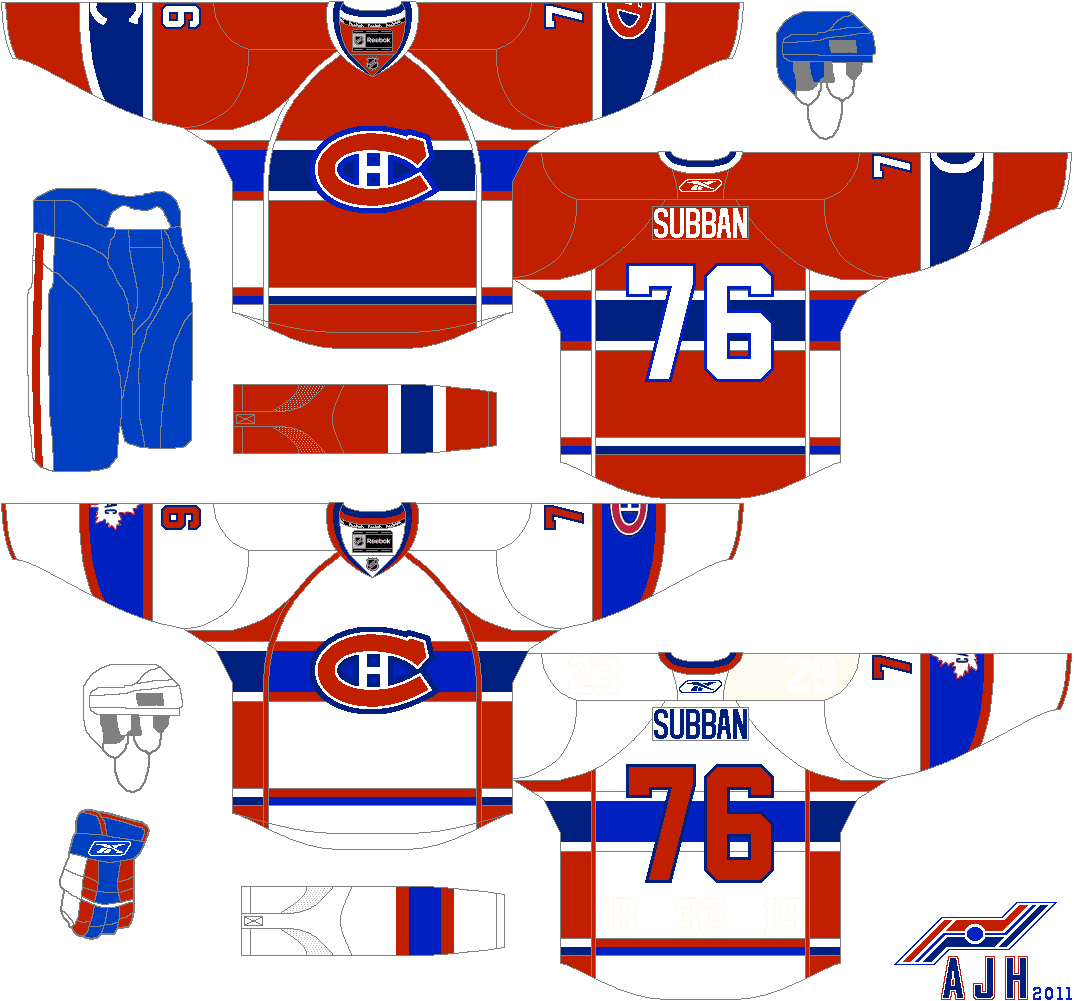 AJH Hockey Jersey Art Montreal Canadiens Concept Version 1 and 2