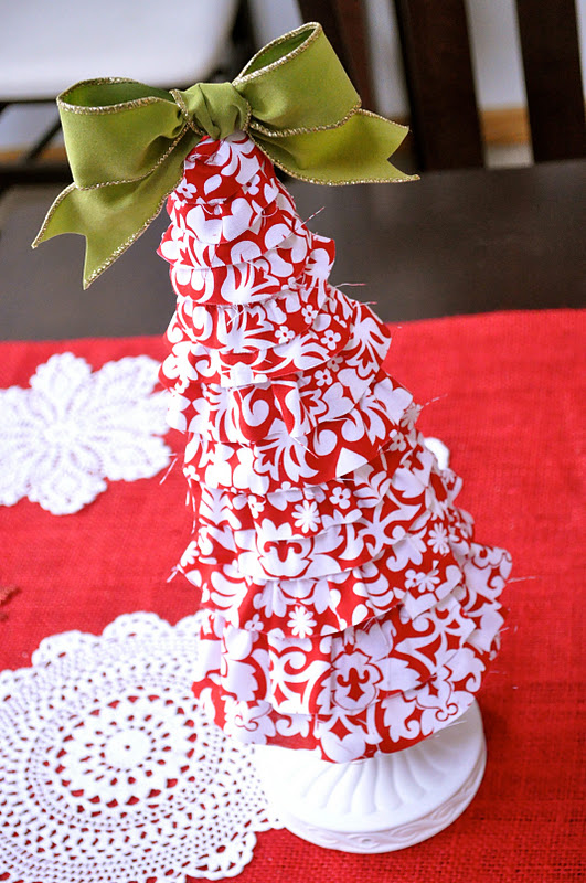 Little Birdie Secrets: foam cone christmas tree tutorial {fabric covered}