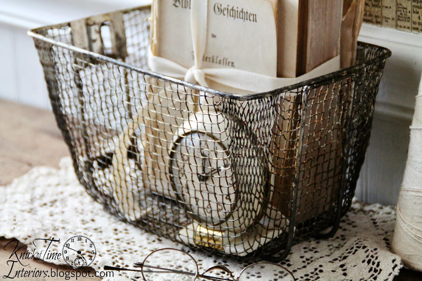 Primitive Wire Basket from Knick of Time Vintage Fryer Wire Basket from Knick of Time