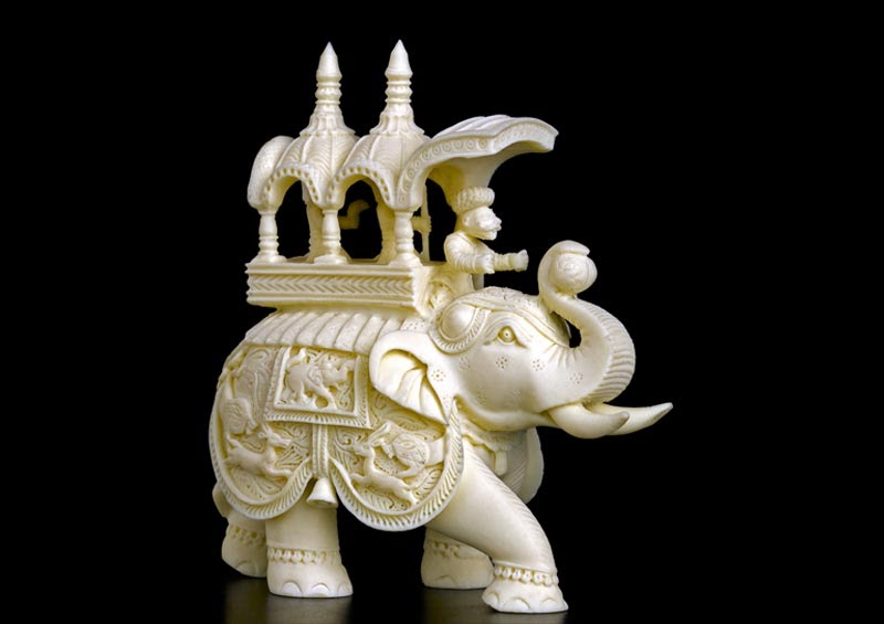 India Crafters Architectural Products Elephant Tusk Statues