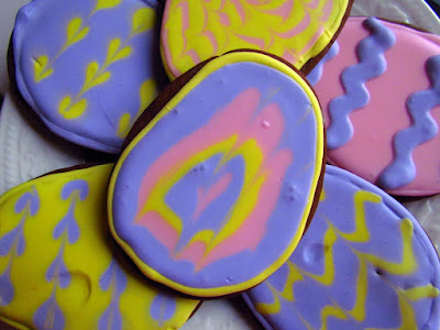 Chocolate Sugar Cookies with Purple and Pink Frosting