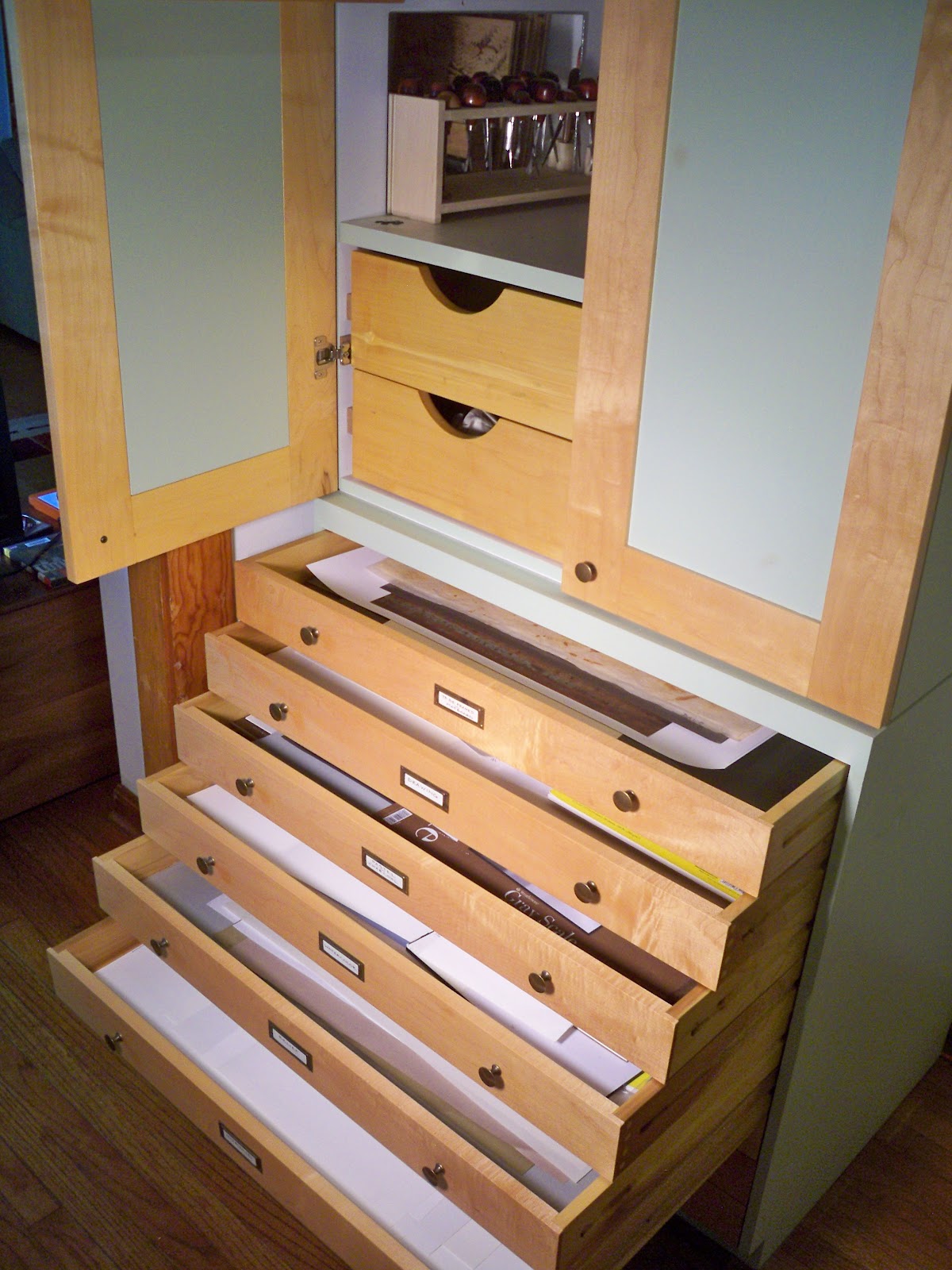 Littlewing Woodwork Art Supply Cabinet W Flat Files
