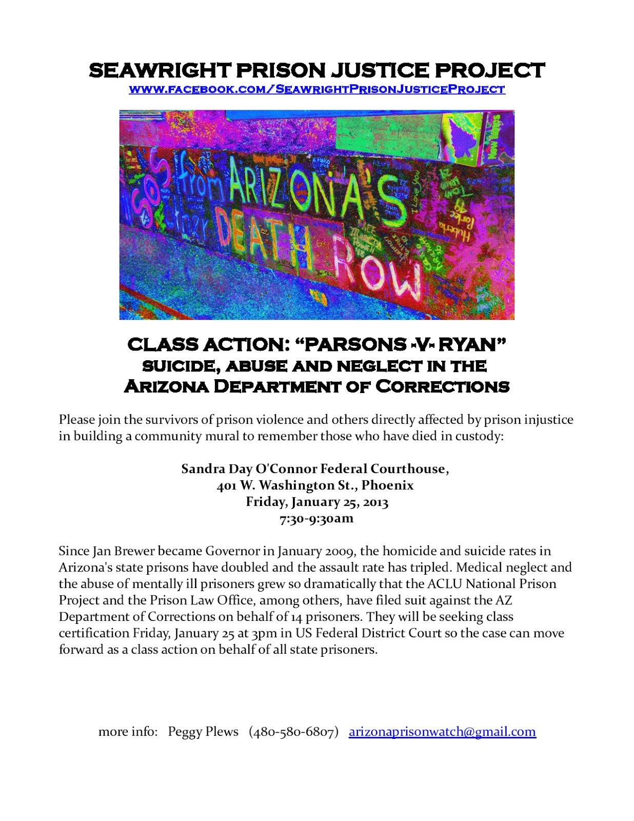 Survivors of Prison Violence Arizona CLASS ACTION 'Parsons v Ryan