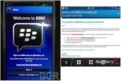 BlackBerry Messenger (BBM) untuk Android dan iOS terlihat Online