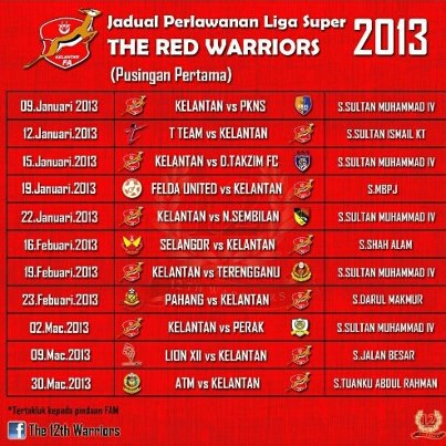 VISIBLE VOICE: THE RED WORRIORS : JADUAL PERLAWANAN LIGA SUPER 2013