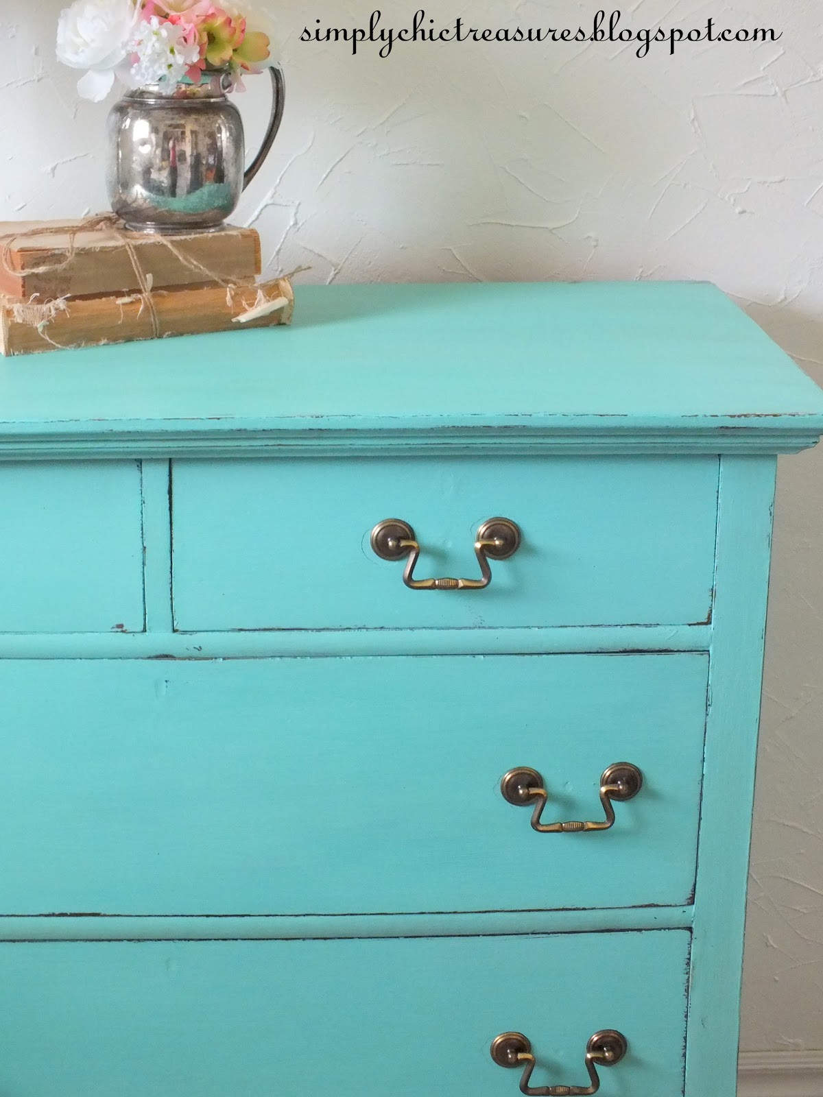 Simply Chic Treasures A Fresh Turquoise Dresser Makeover