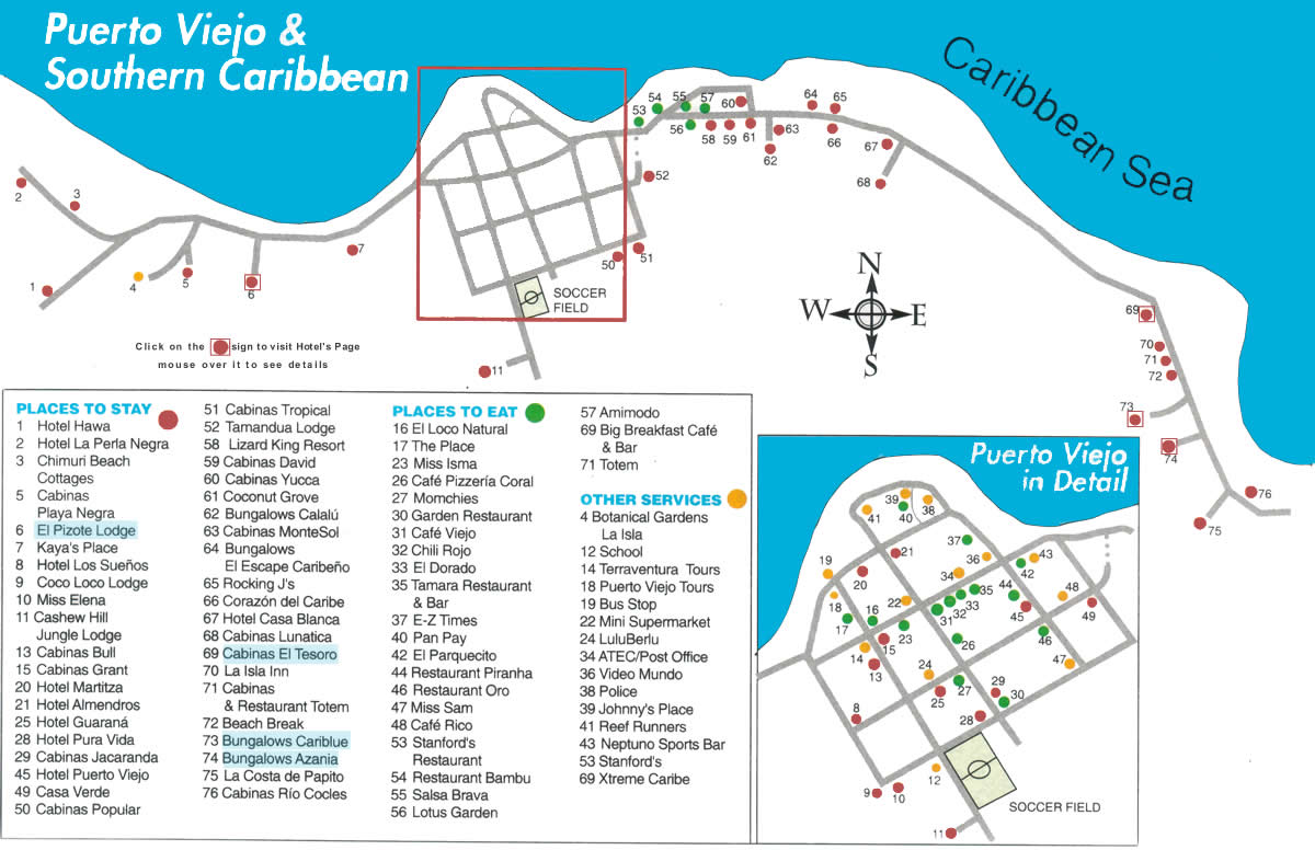 Tourist Attractions in Puerto Viejo, Costa Rica Tourist Destinations