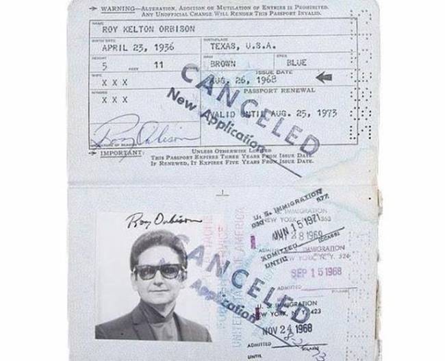 Historic Passports Of Famous People Roy Orbison