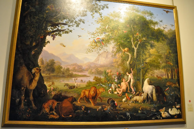 Painting of Adam and Eve in the Garden of Eden at the Vatican Museums