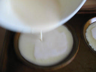 pouring Yorkshire pudding ingredients