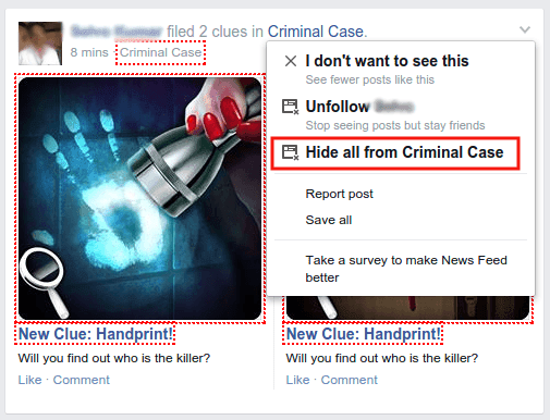 hiding game posts on newsfeed