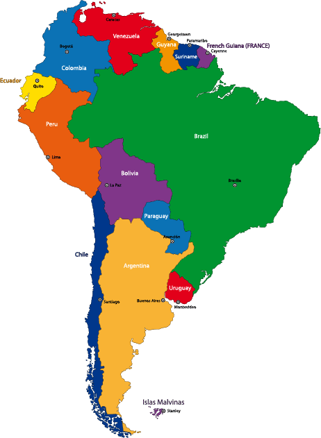 Mapa político de sudamérica