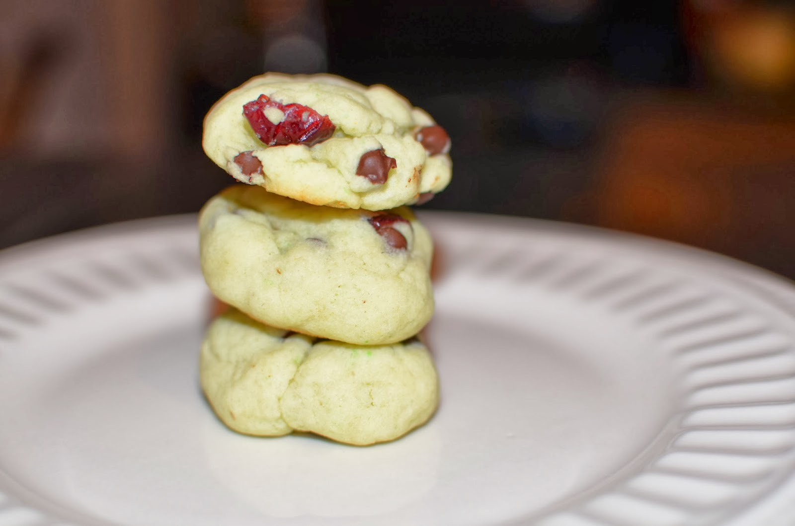 Batter Than Nothing Grinch Cookies (Craisin, Chocolate Chip & Pistachio)