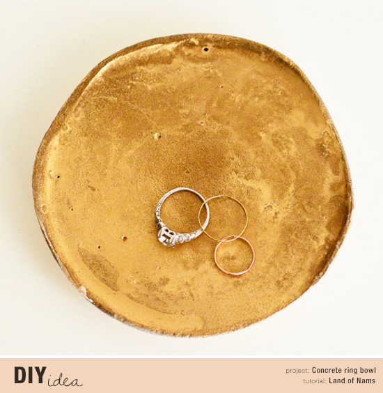 Gold concrete ring bowl diy tutorial by Namrata of Land of Nams