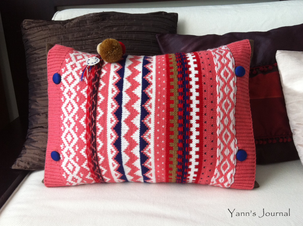 Yann's Journal Knitted Neck Warmer Refashion Into Cushion Cover