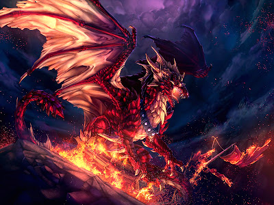 the-fire-dragon-in-its-lair-fantasy-wallpaper