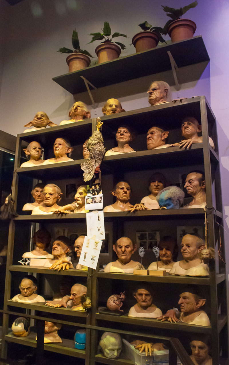 Creature shop at Harry Potter Studios, Engalnd Faces and heads of creatures at Harry Potter Studios, Engalnd
