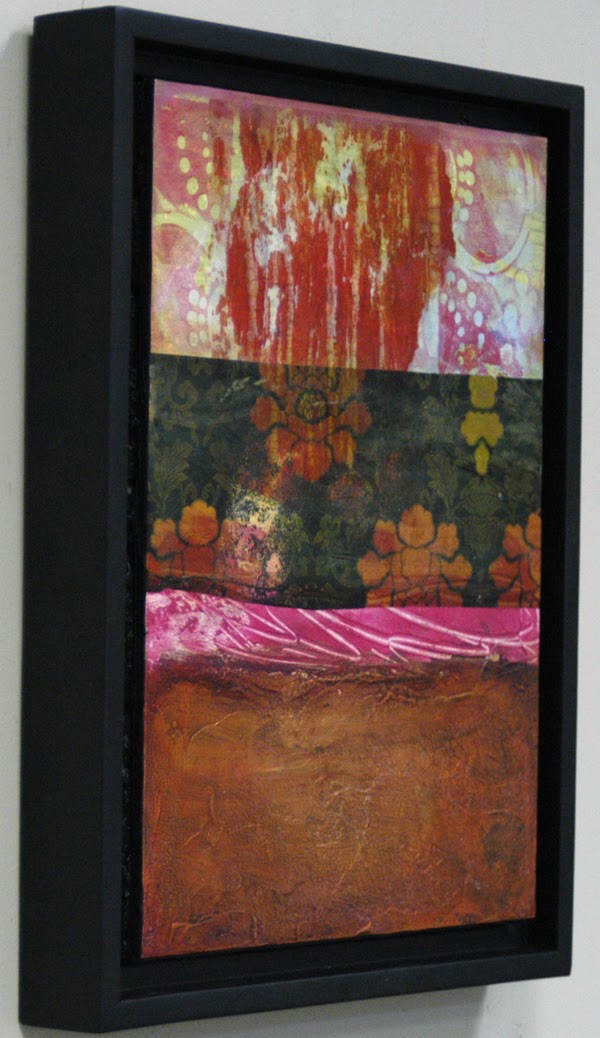 side view of Lotus framed view of Sandra Duran Wilson painting