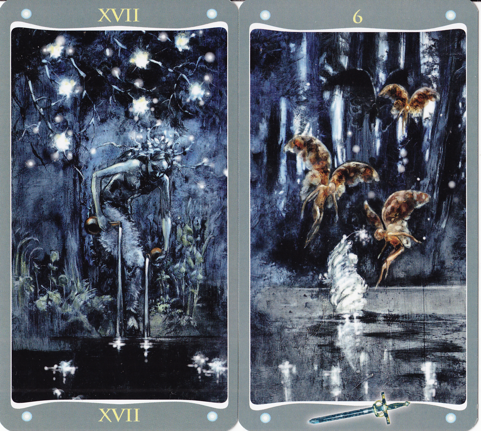 Rowan Tarot Fairy Lights Pairs Star and 6 of Swords