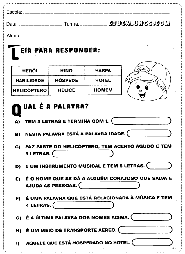 Atividades de português leia e responda Atividades de português leia e responda