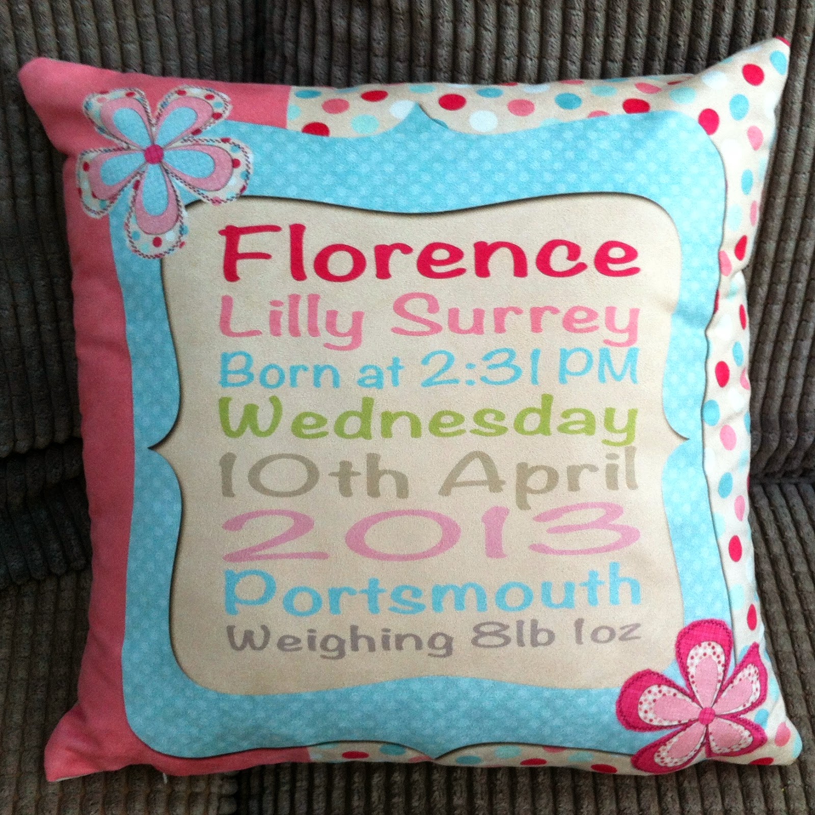 Lollipops & Bubbles Baby Girl Cushion