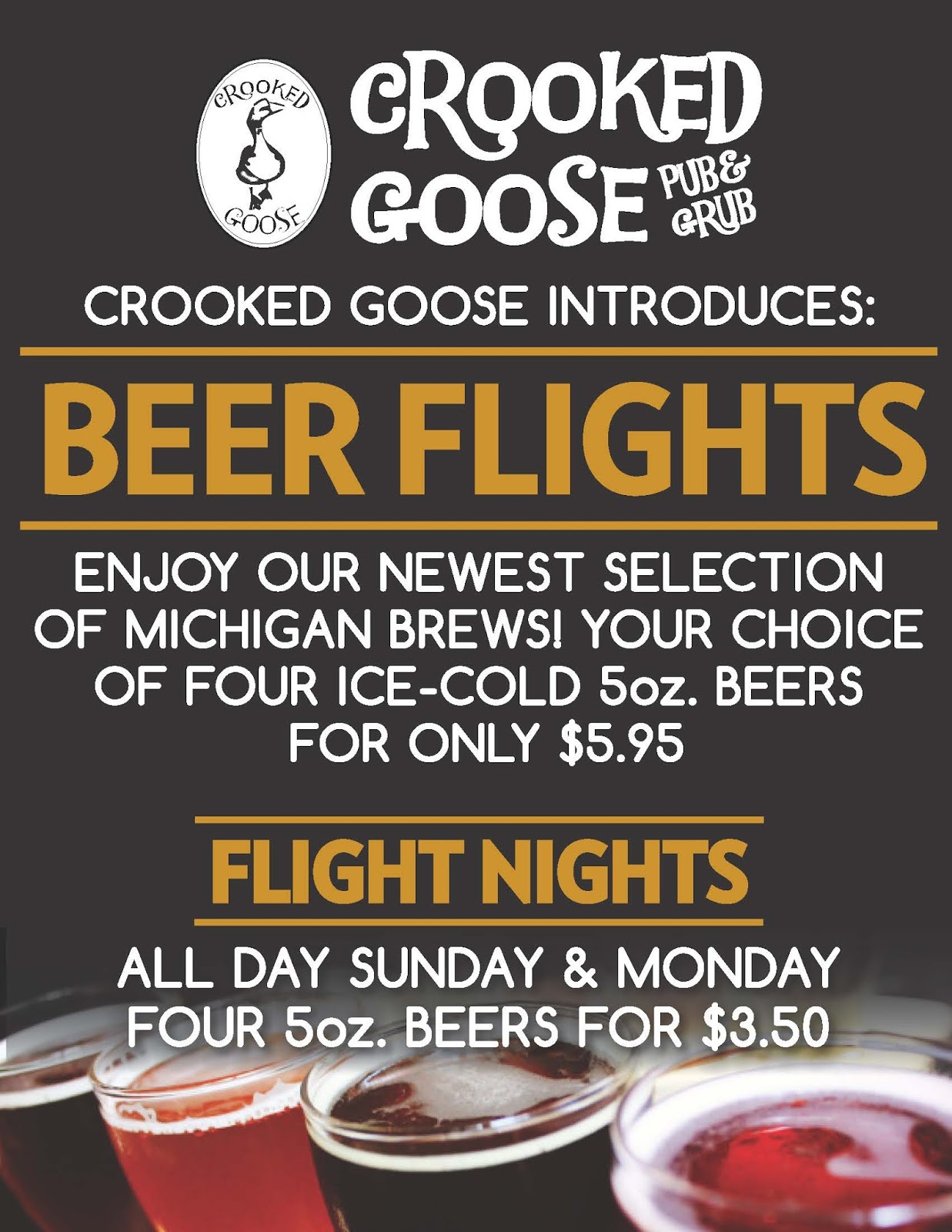 Crooked Goose Beer Flights at Crooked Goose