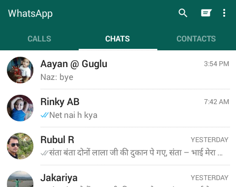 After that you will enter into the chat section and you will see the chat histories and the default wallpaper. Now you need tap the menu button i.e.,
