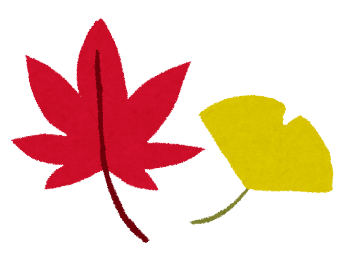 赤いもみじと黄色いイチョウ かわいい秋のイラスト 10月11月 紅葉 無料素材 Naver まとめ