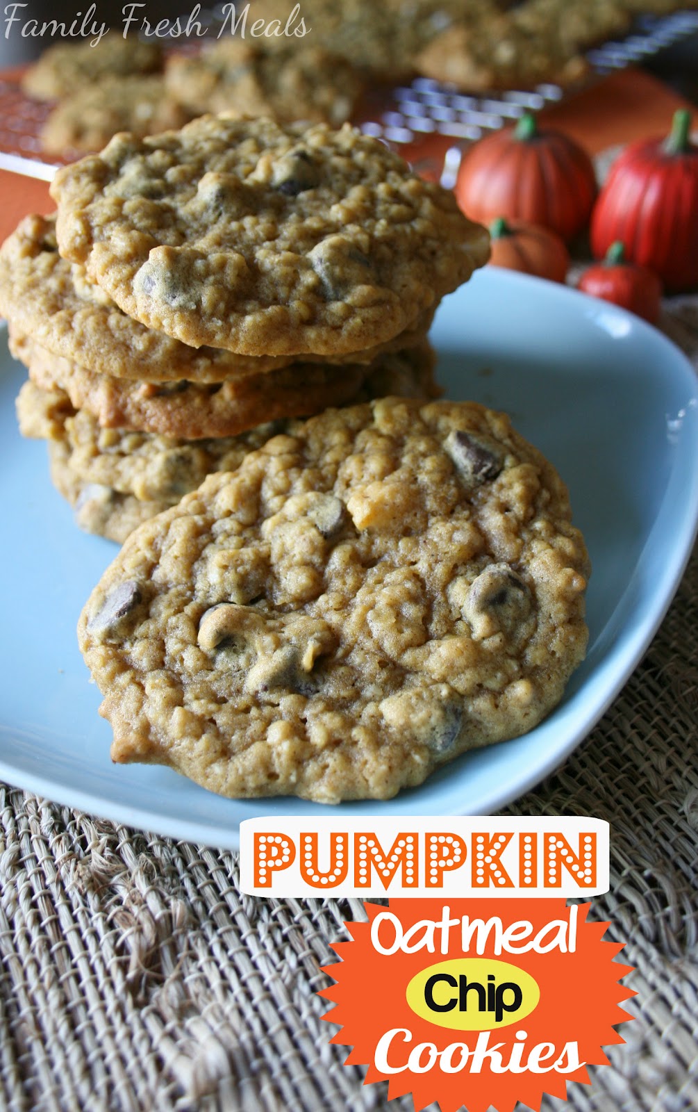 Pumpkin Oatmeal DOUBLE Chocolate Chip Cookies - Family Fresh Meals