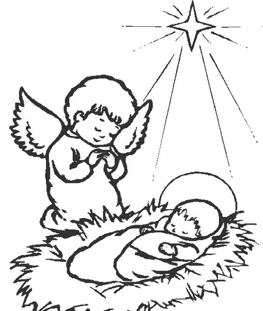 Un angel cuidando al niño jesus para colorear | Dibujos para ... Un angel cuidando al niño jesus para colorear | Dibujos para ...