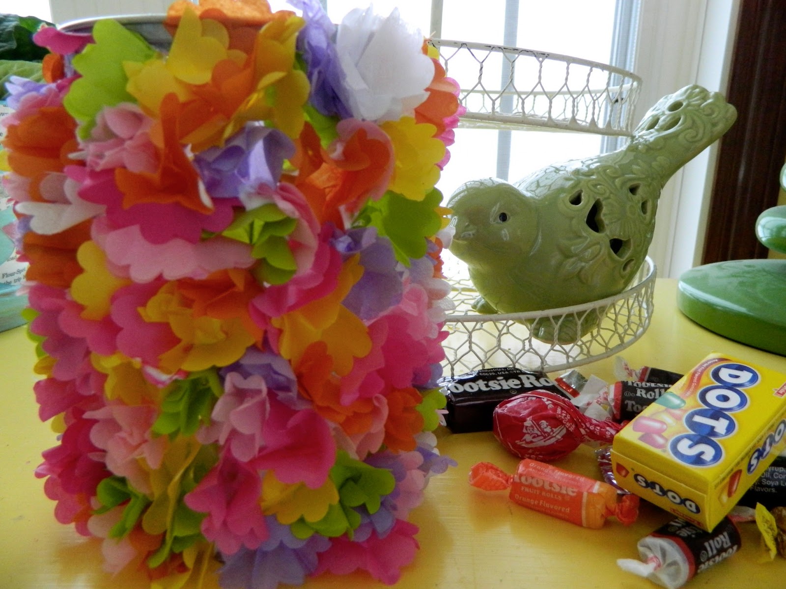 the vintage umbrella Tissue paper May basket