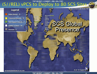 Map of NSA's SCS Global Presence in 2010 (as redacted by Der Spiegel)