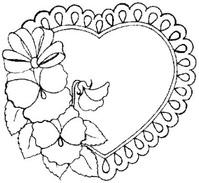 Valentine Heart Coloring Page Flowers
