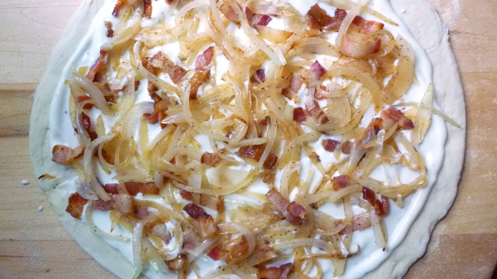 For Love of the Table Tarte Flambée (Alsatian Bacon & Onion Tart)