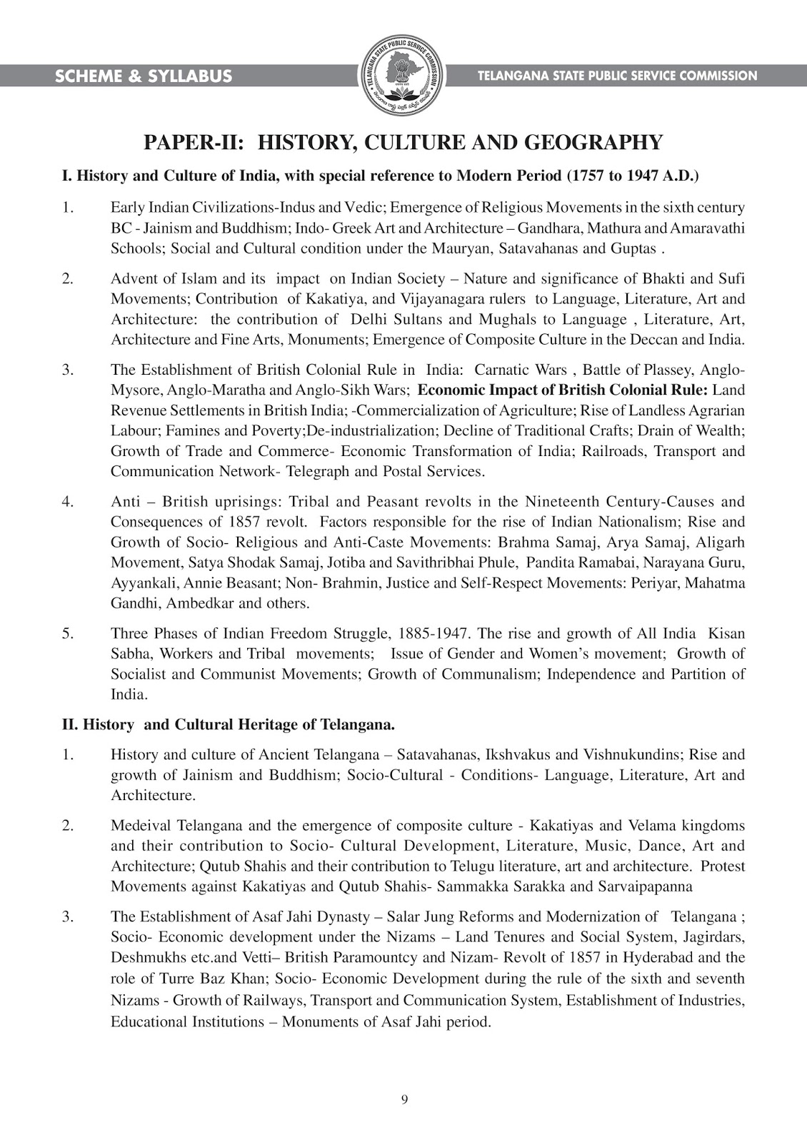 Telangana TSPSC Group 1 Services Posts Paper -II Syllabus Telangana TSPSC Group 1 Services Posts Paper -II Syllabus