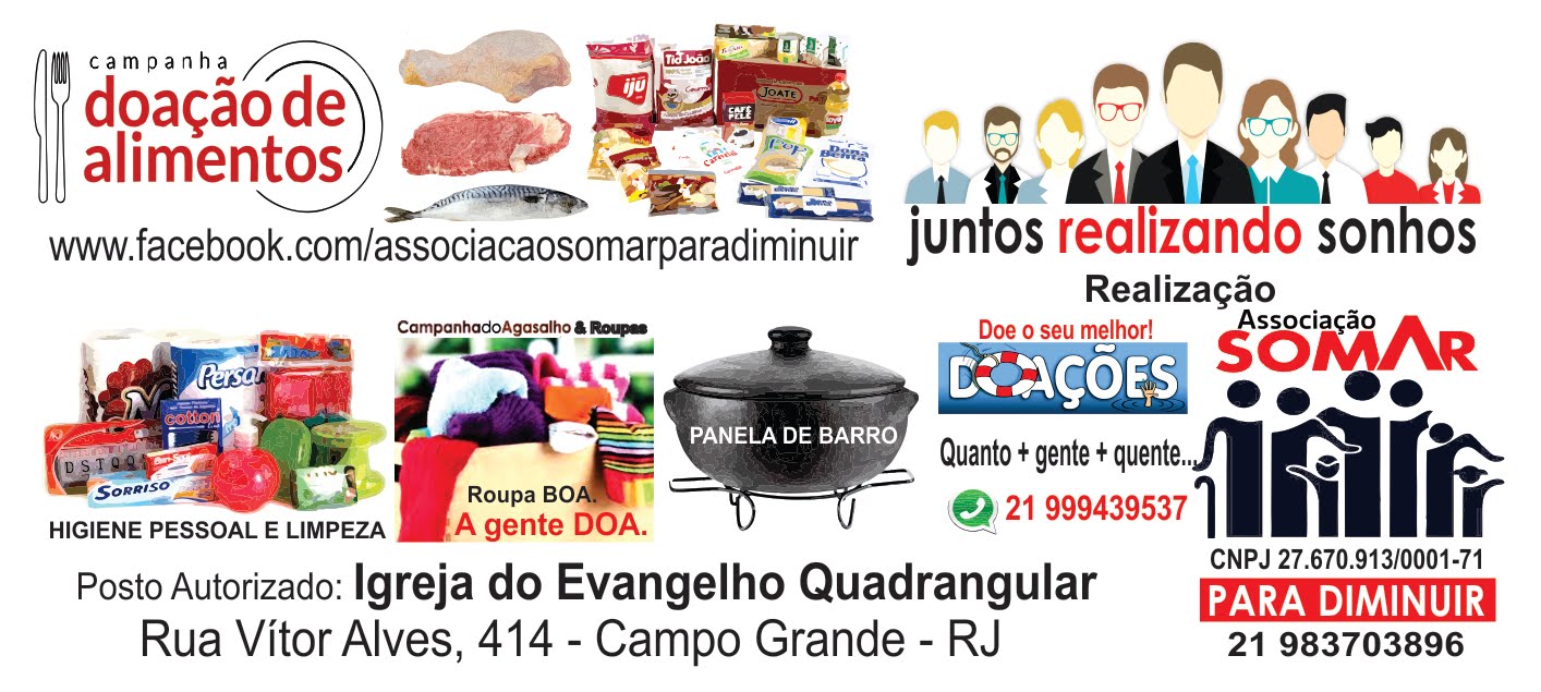 DOAÇÕES E CAMPANHAS SOCIAIS SOMAR PARA DIMINUIR