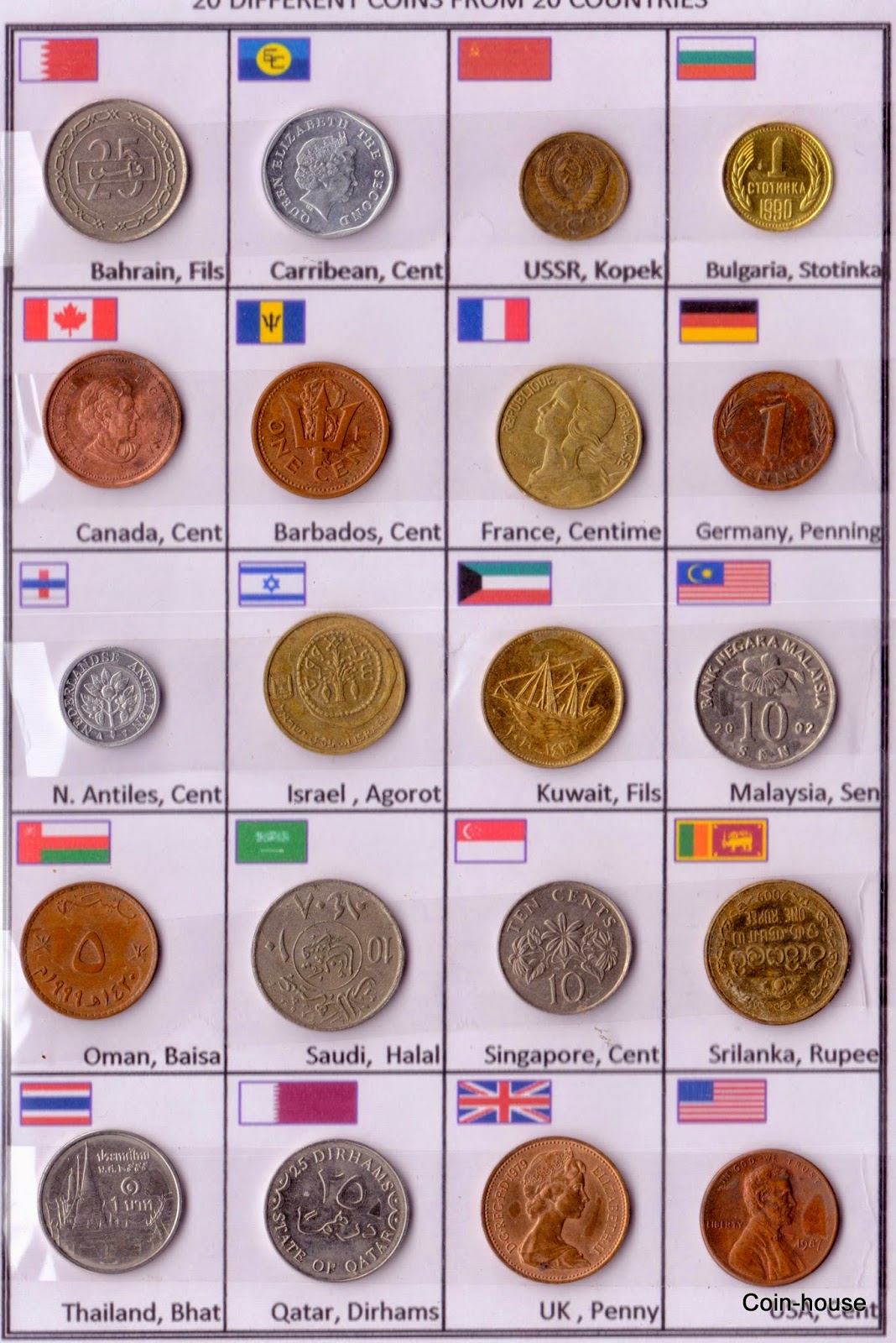 CoinHouse 20 World Coins from 20 Different Countries