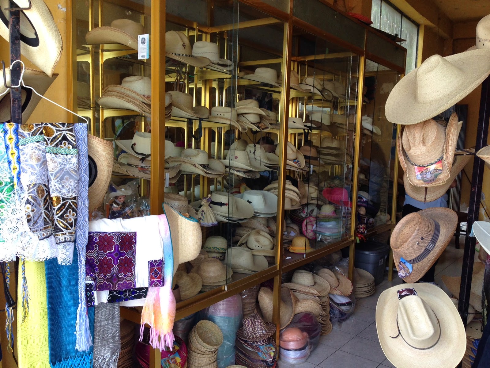 Straw hats store in Jaracuaro at Lake Patzcuaro Straw hats store in Jaracuaro at Lake Patzcuaro