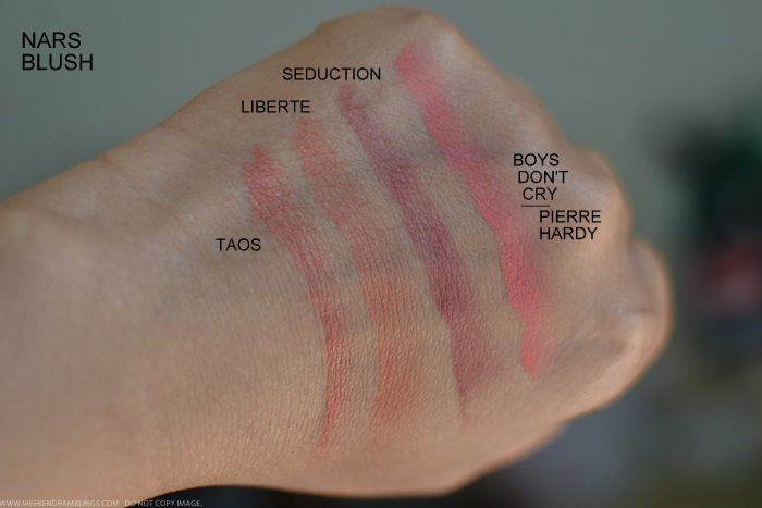 Weekend Ramblings Nars Blushes Swatches This was the first nars blush i tried after which i have bought a few more. weekend ramblings
