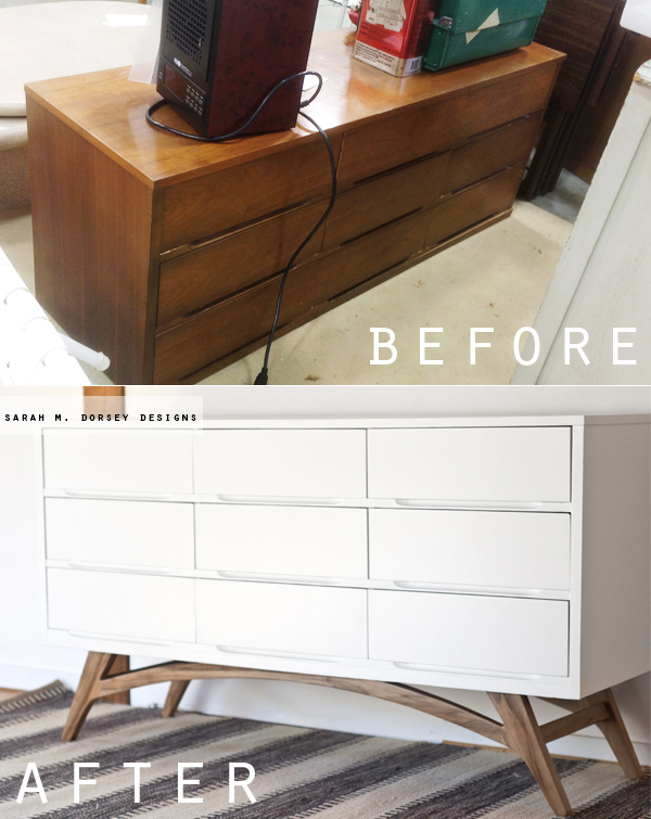 sarah m. dorsey designs Adding Legs to a Mid Century Modern Dresser