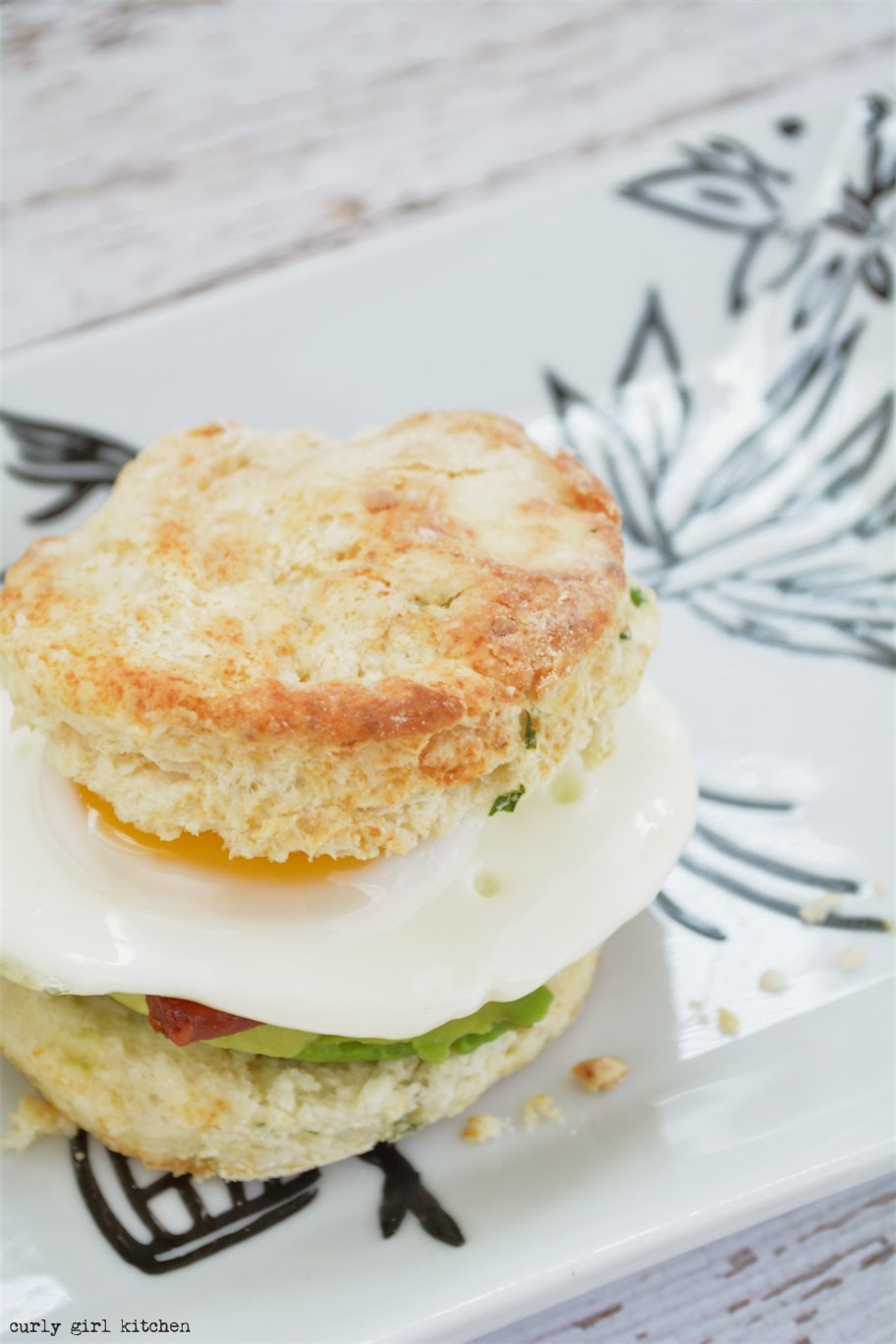 Curly Girl Kitchen Goat Cheese and Chive Biscuit Breakfast Sandwiches