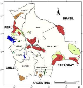 Mapa los Parques Nacionales de Bolivia Mapa los Parques Nacionales de Bolivia