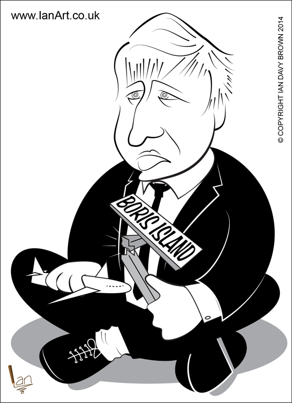 Boris Johnson Boris Island cartoon caricature Boris Johnson Boris Island cartoon caricature