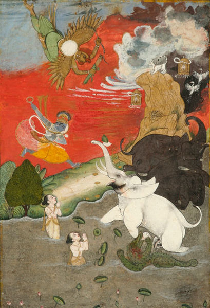 La salvación de Gajendra Artist+Unknown+Gajendra+Moksha+mid+18th+century+Wikimedia+commons