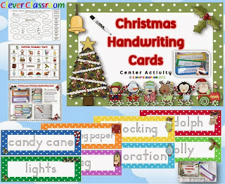 Christmas Handwriting Cards Center Activity Polka Dot Theme 