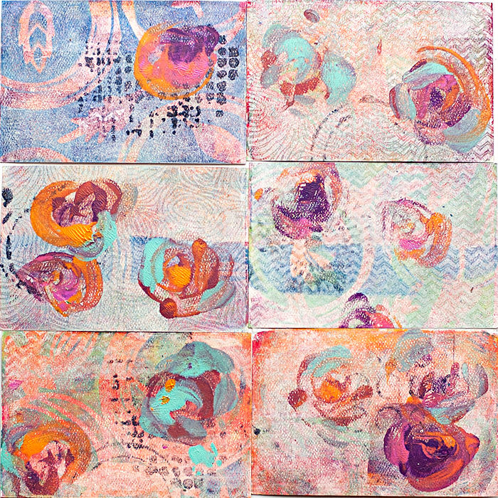 4 step mixed media tutorial using a Gelli Plate and Paint Brushes to paint your print making design onto scrapbook paper