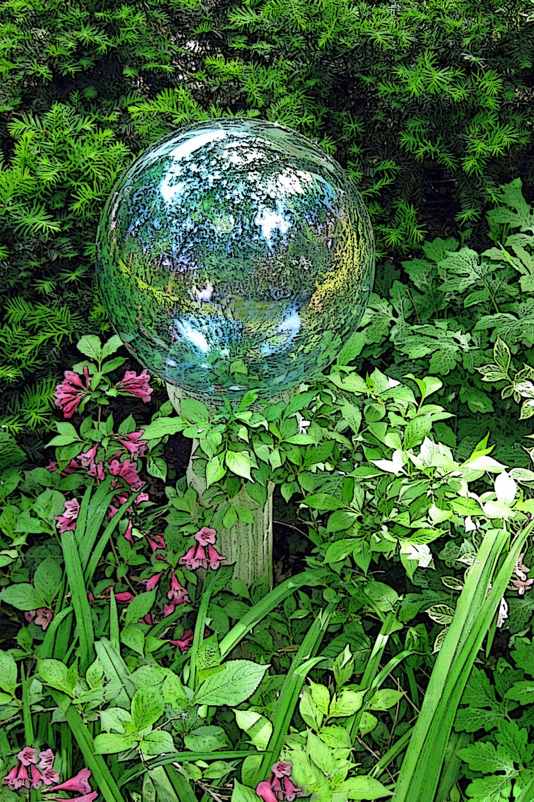 Gazing ball Watering globe, Garden art, Gazing ball