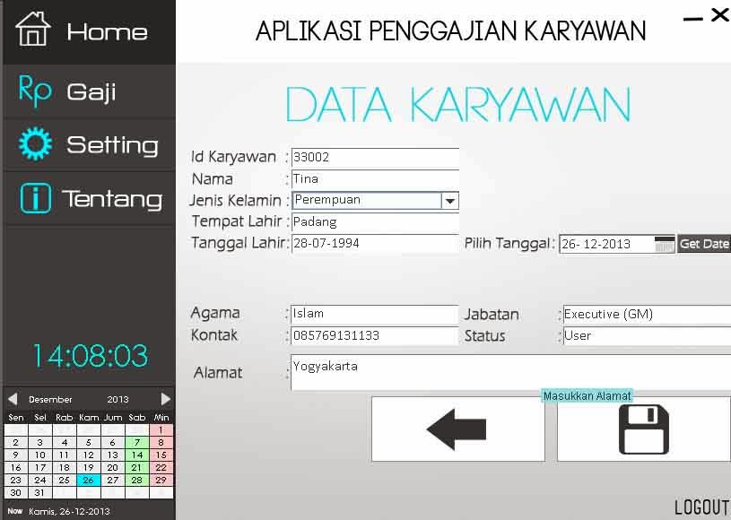 Dan Tampilan Data Karyawan itu sendiri Dan Tampilan Data Karyawan itu sendiri