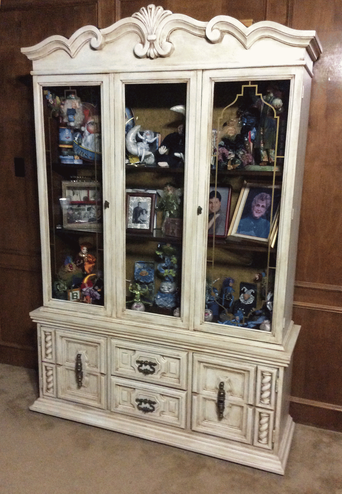 Nina Originals Finished China Cabinet With Americana Decor Chalky Finish Paint Nina Originals